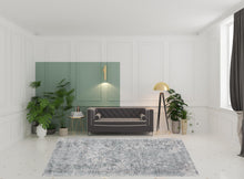 4' X 6' Blue And Gray Abstract Hand Woven Area Rug