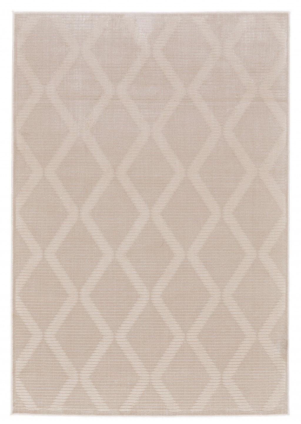 5' X 8' Ivory And Tan Geometric Stain Resistant Area Rug