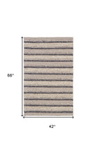 4' X 6' Ivory Tan And Gray Wool Hand Woven Stain Resistant Area Rug