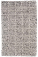 4' X 6' Ivory And Gray Wool Plaid Hand Woven Stain Resistant Area Rug
