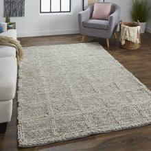 4' X 6' Ivory And Gray Wool Plaid Hand Woven Stain Resistant Area Rug