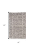 4' X 6' Ivory And Gray Wool Plaid Hand Woven Stain Resistant Area Rug