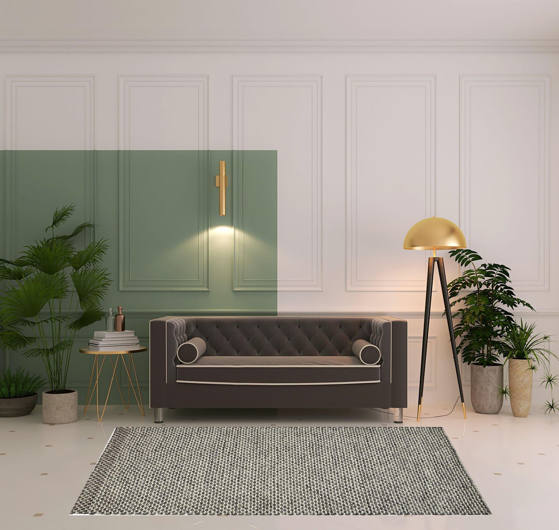 4' X 6' Gray And Ivory Wool Floral Hand Woven Stain Resistant Area Rug