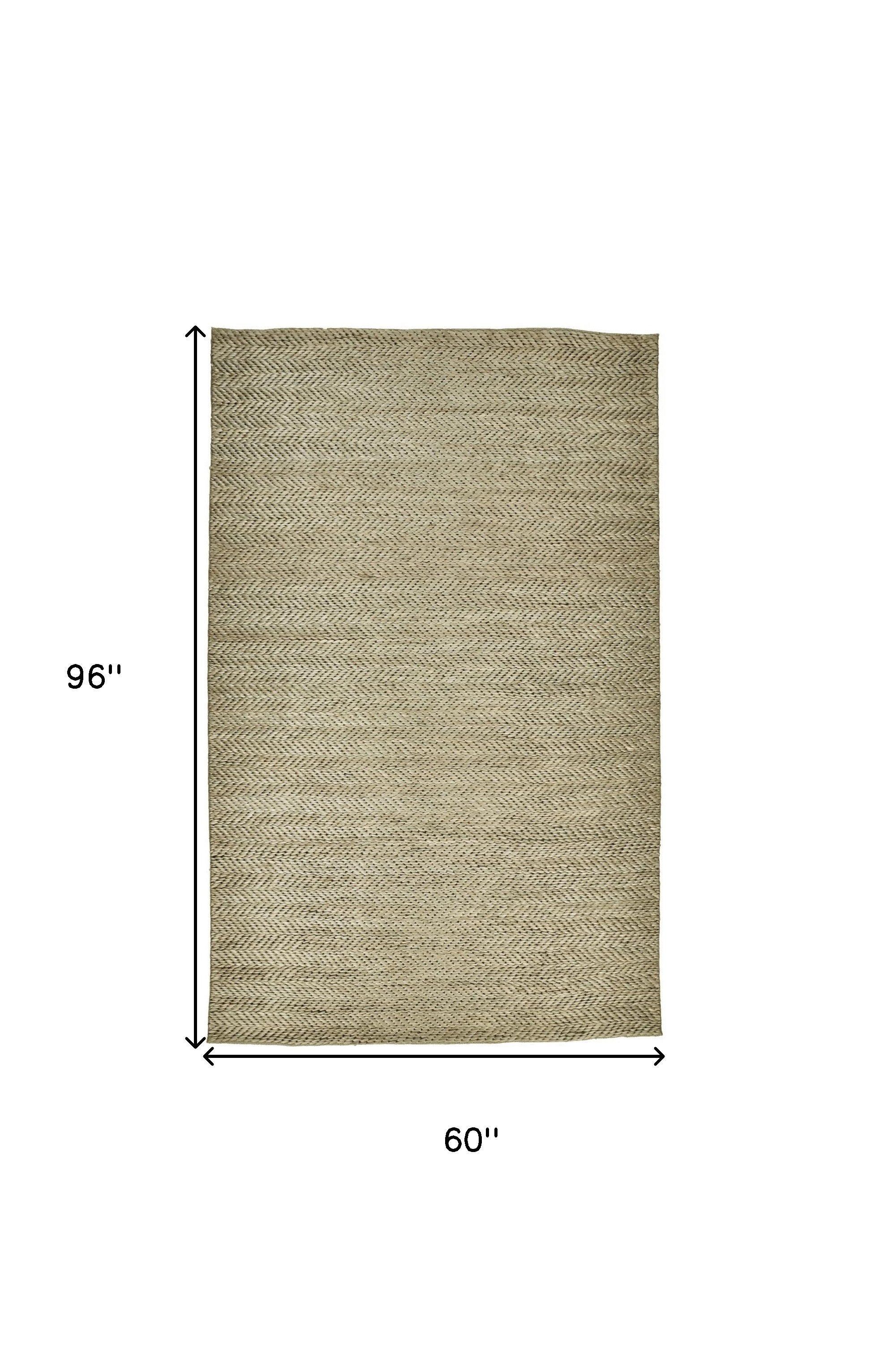 4' X 6' Tan And Gray Hand Woven Area Rug