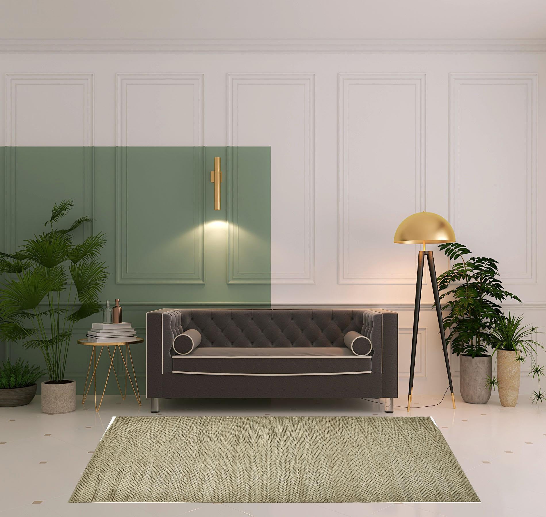 4' X 6' Tan And Gray Hand Woven Area Rug