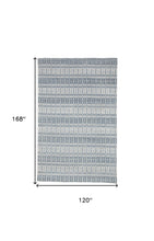 4' X 6' Blue Gray And Ivory Striped Hand Woven Area Rug