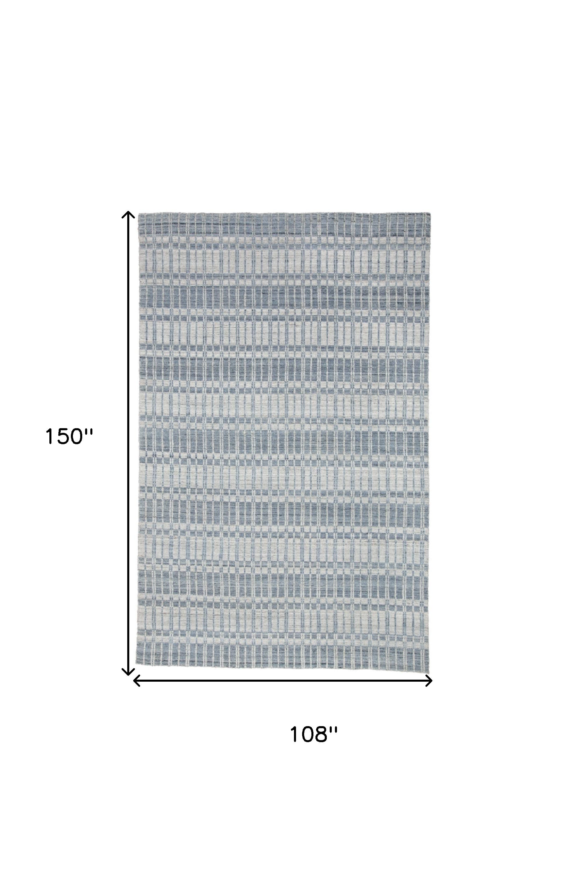 4' X 6' Blue Gray And Ivory Striped Hand Woven Area Rug