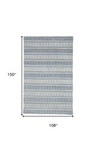 4' X 6' Blue Gray And Ivory Striped Hand Woven Area Rug