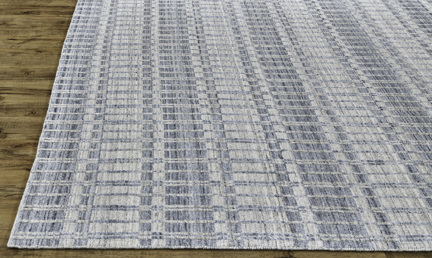 4' X 6' Blue Gray And Ivory Striped Hand Woven Area Rug