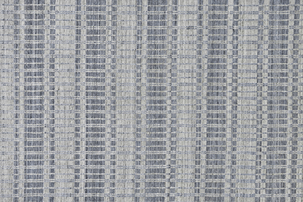 4' X 6' Blue Gray And Ivory Striped Hand Woven Area Rug