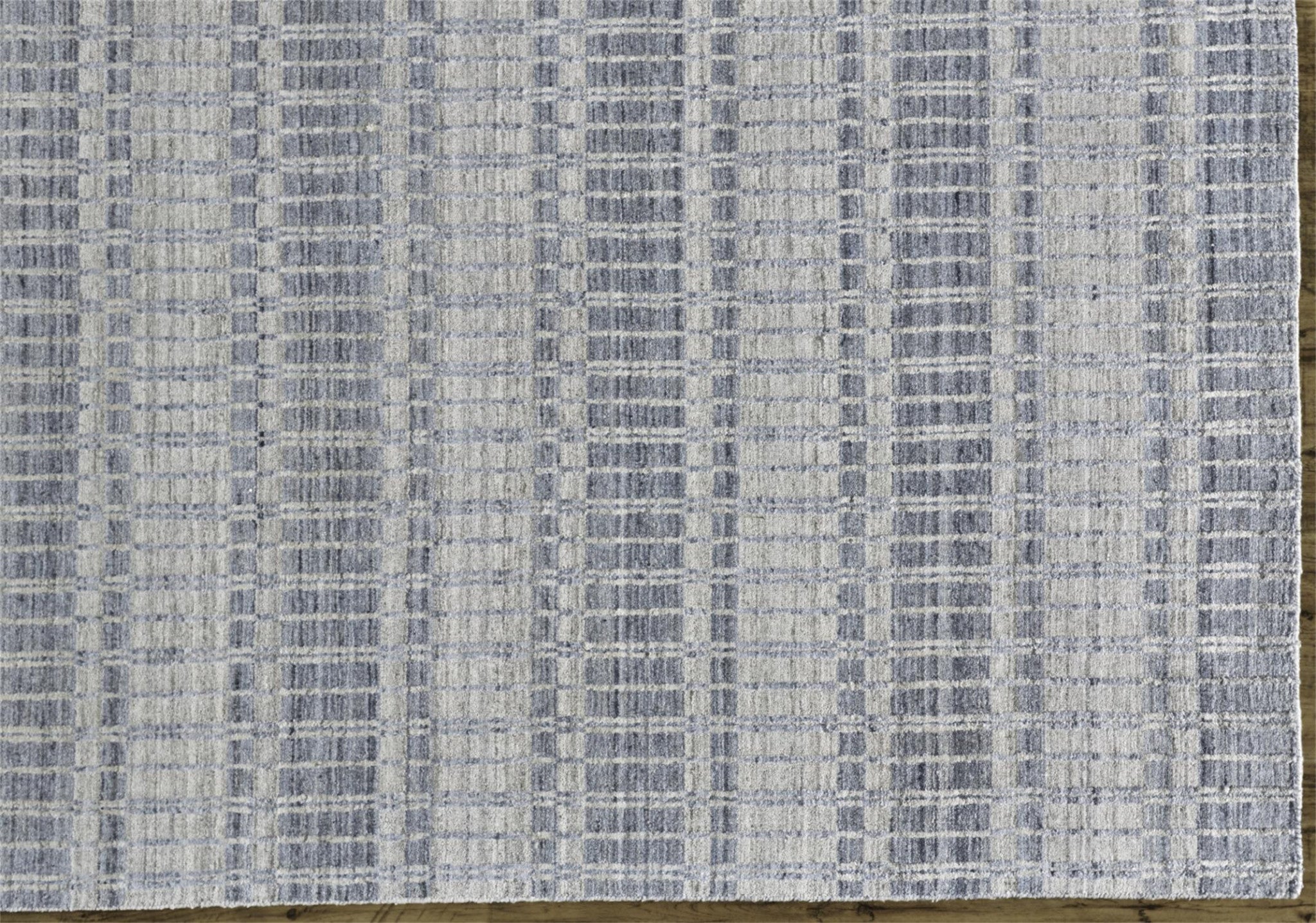 4' X 6' Blue Gray And Ivory Striped Hand Woven Area Rug