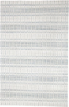 4' X 6' Blue Gray And Ivory Striped Hand Woven Area Rug