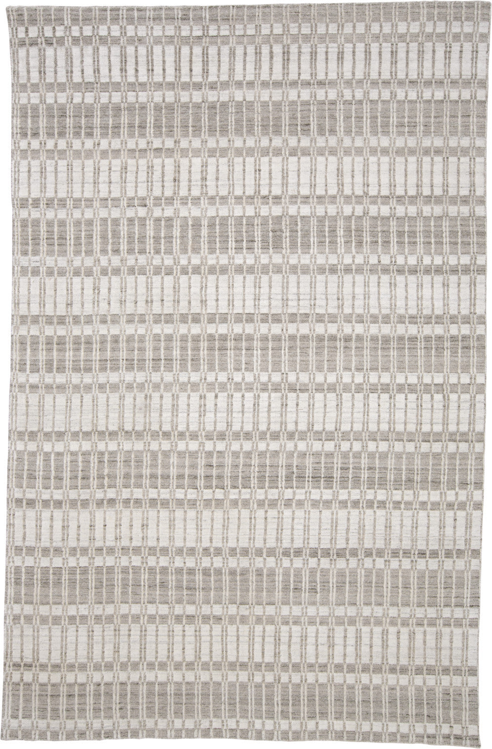 4' X 6' Blue Gray And Ivory Striped Hand Woven Area Rug