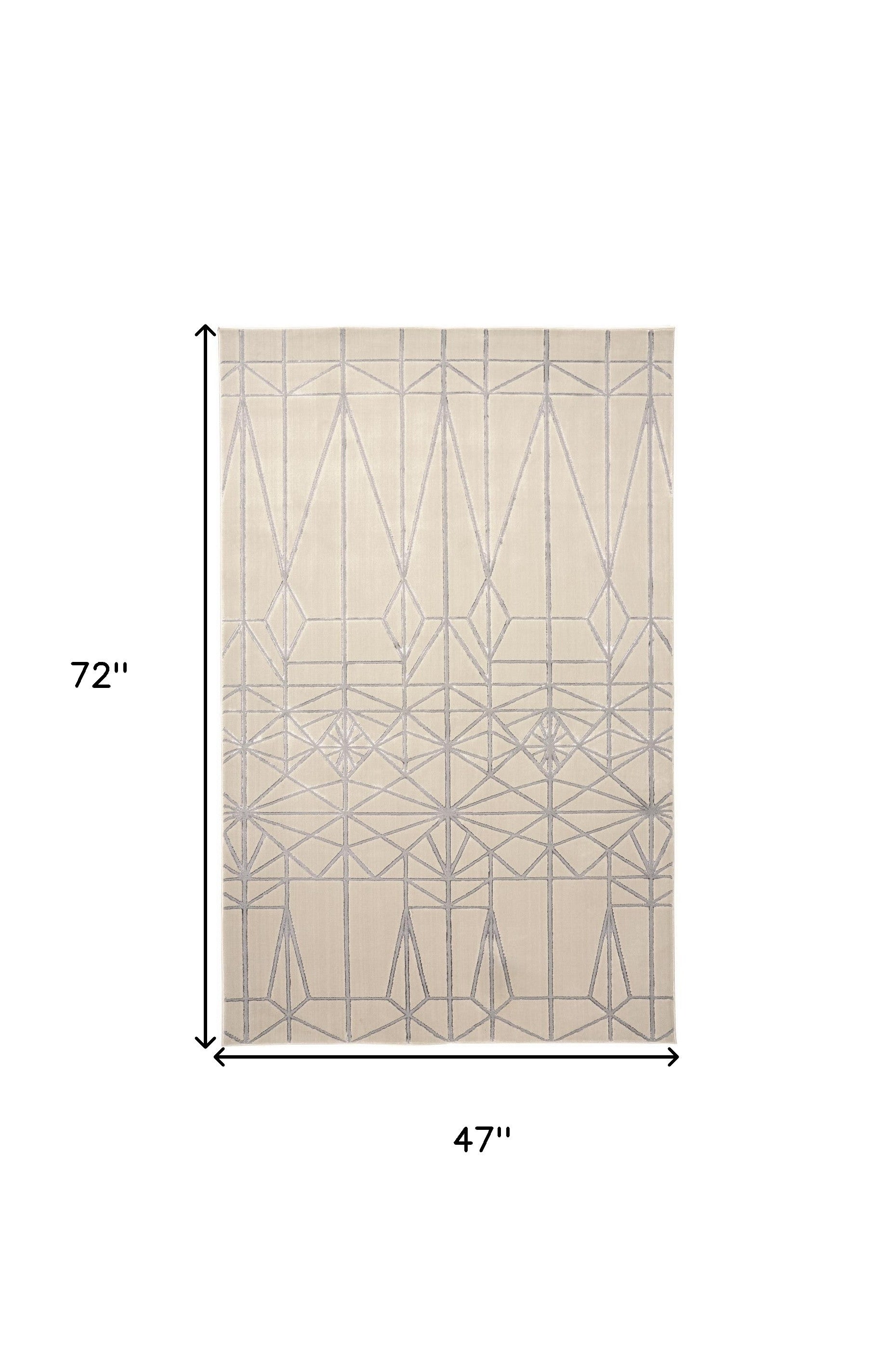 4' X 6' White Silver And Gray Geometric Area Rug