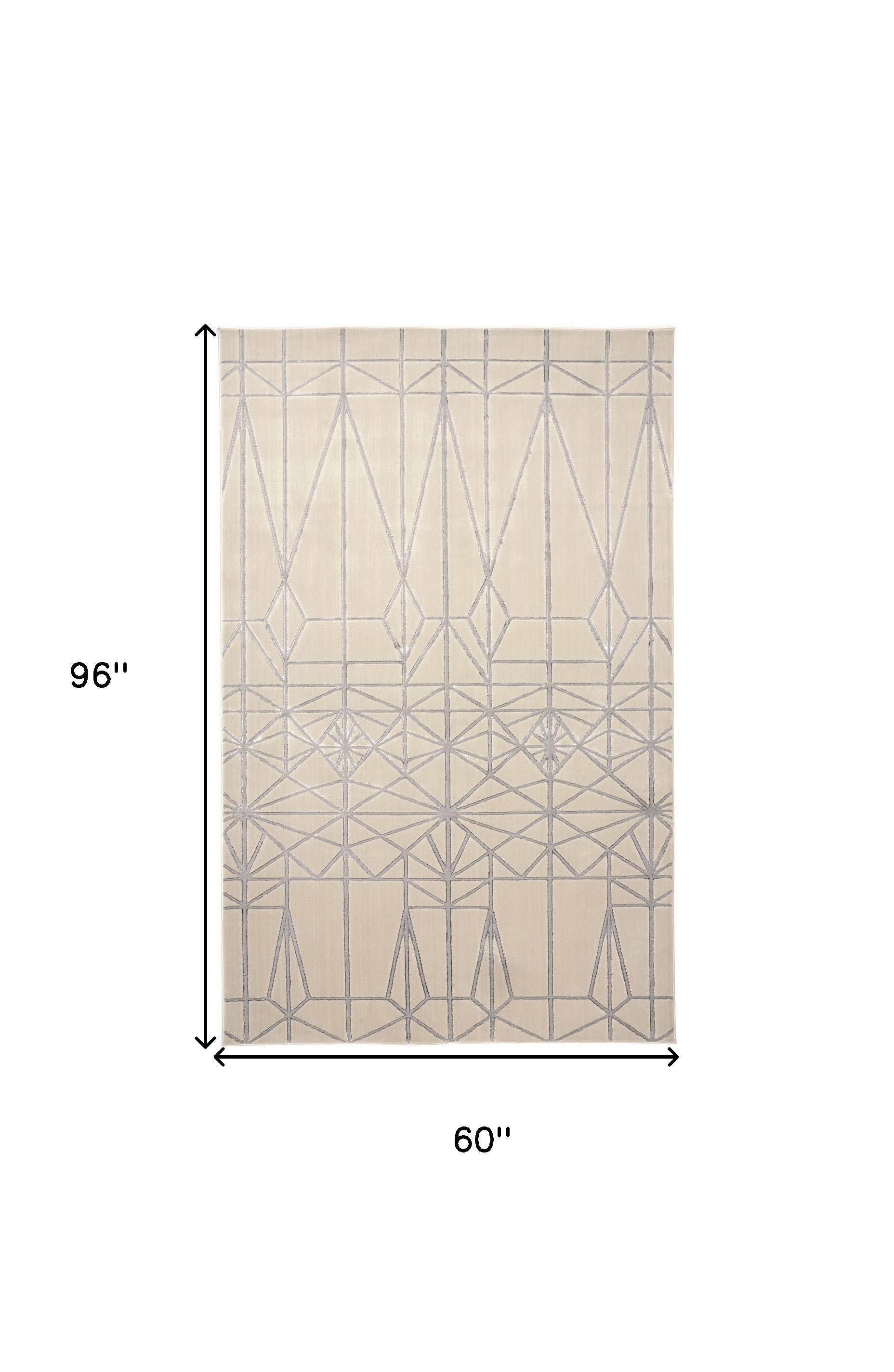4' X 6' White Silver And Gray Geometric Area Rug