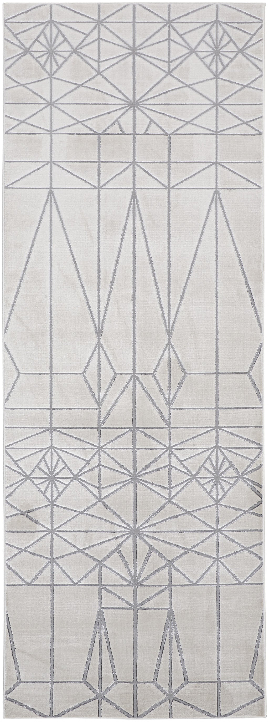 4' X 6' White Silver And Gray Geometric Area Rug