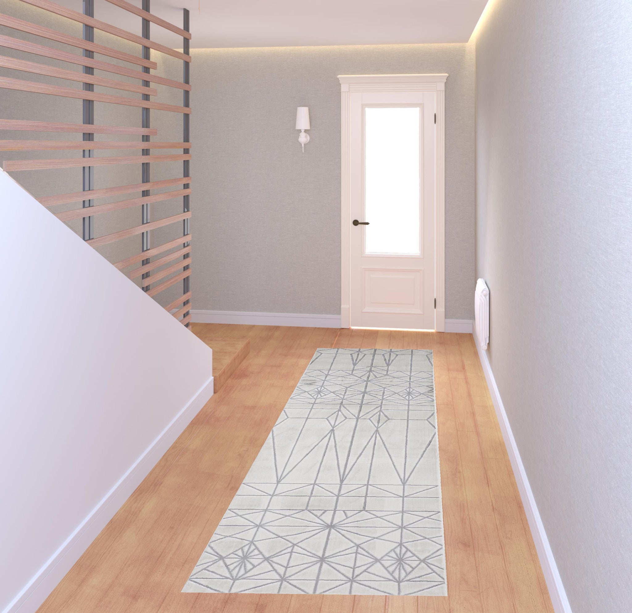 4' X 6' White Silver And Gray Geometric Area Rug