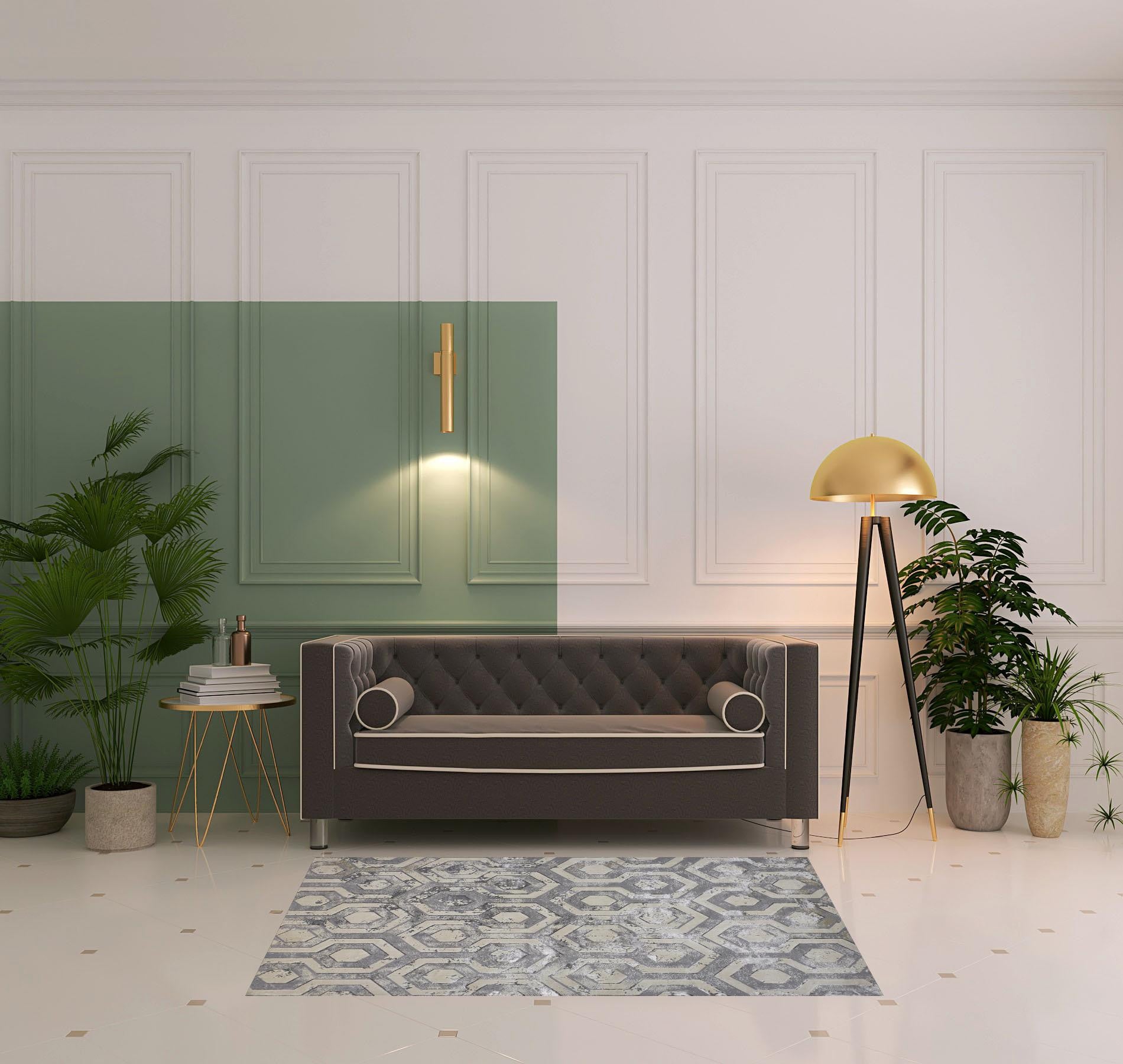 4' X 6' Gray Taupe And Silver Abstract Area Rug