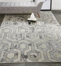 4' X 6' Gray Taupe And Silver Abstract Area Rug