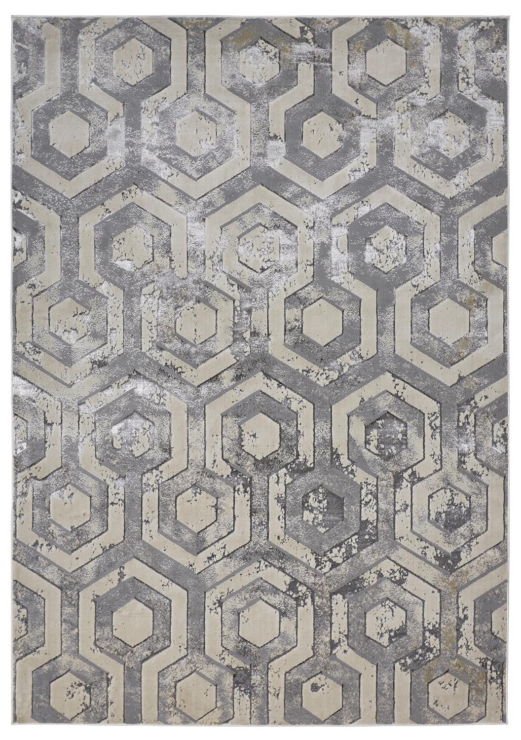 4' X 6' Gray Taupe And Silver Abstract Area Rug
