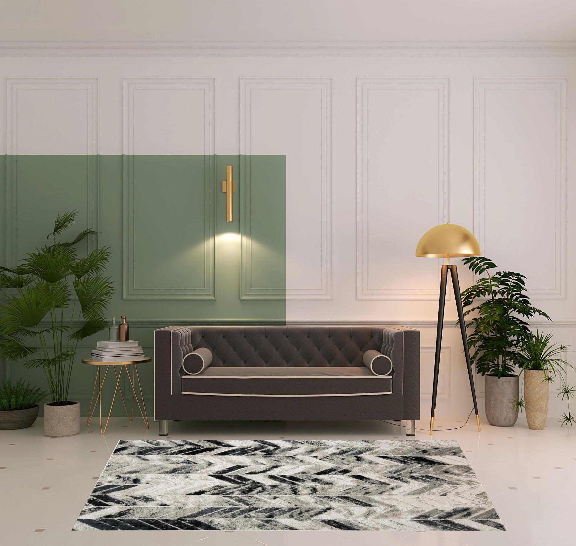 4' X 6' Black Gray And Silver Geometric Area Rug