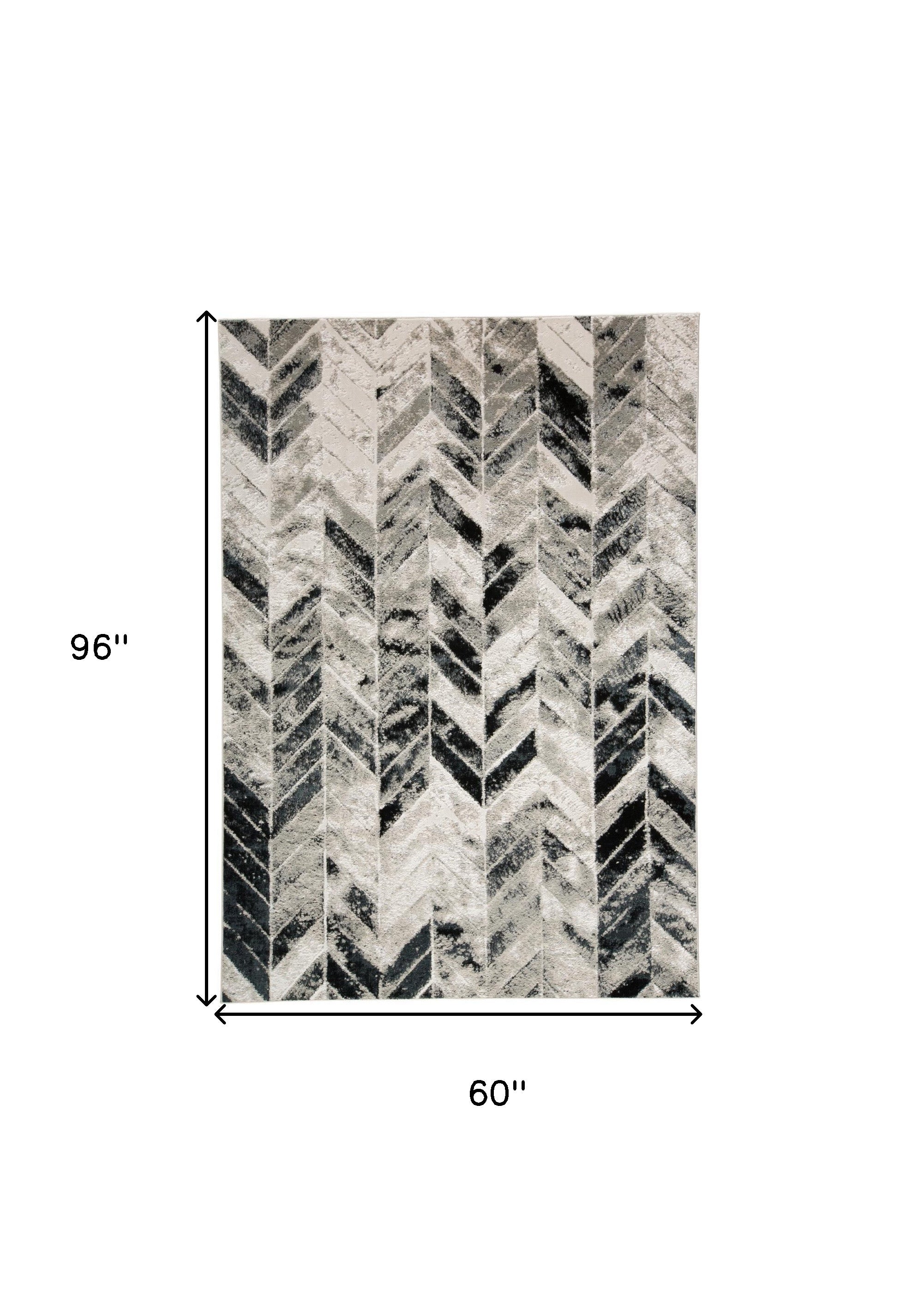 4' X 6' Black Gray And Silver Geometric Area Rug