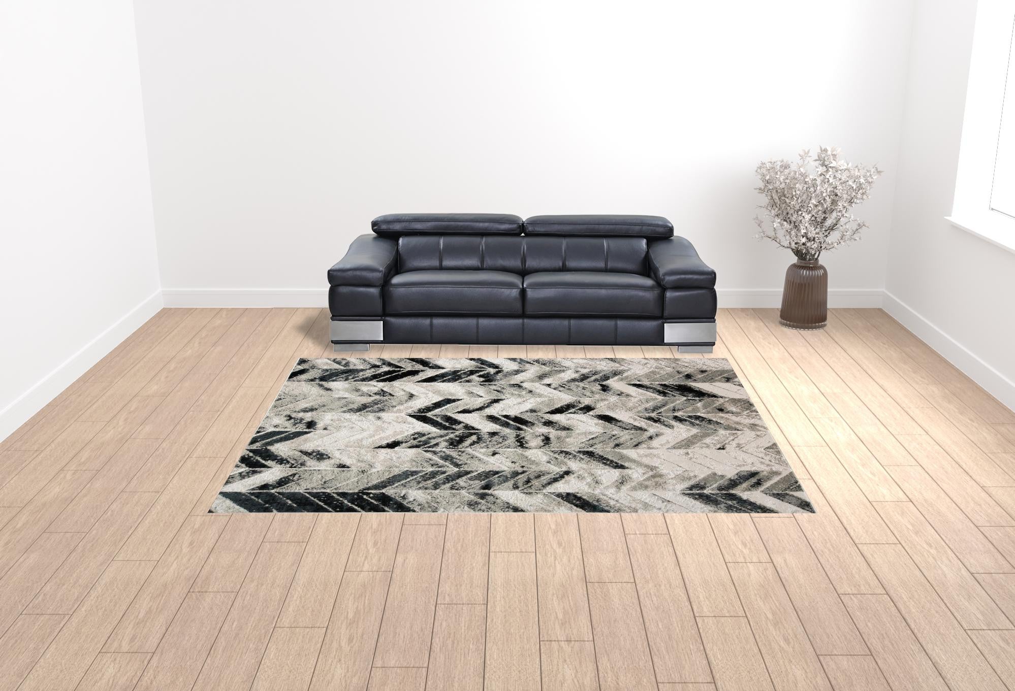 4' X 6' Black Gray And Silver Geometric Area Rug