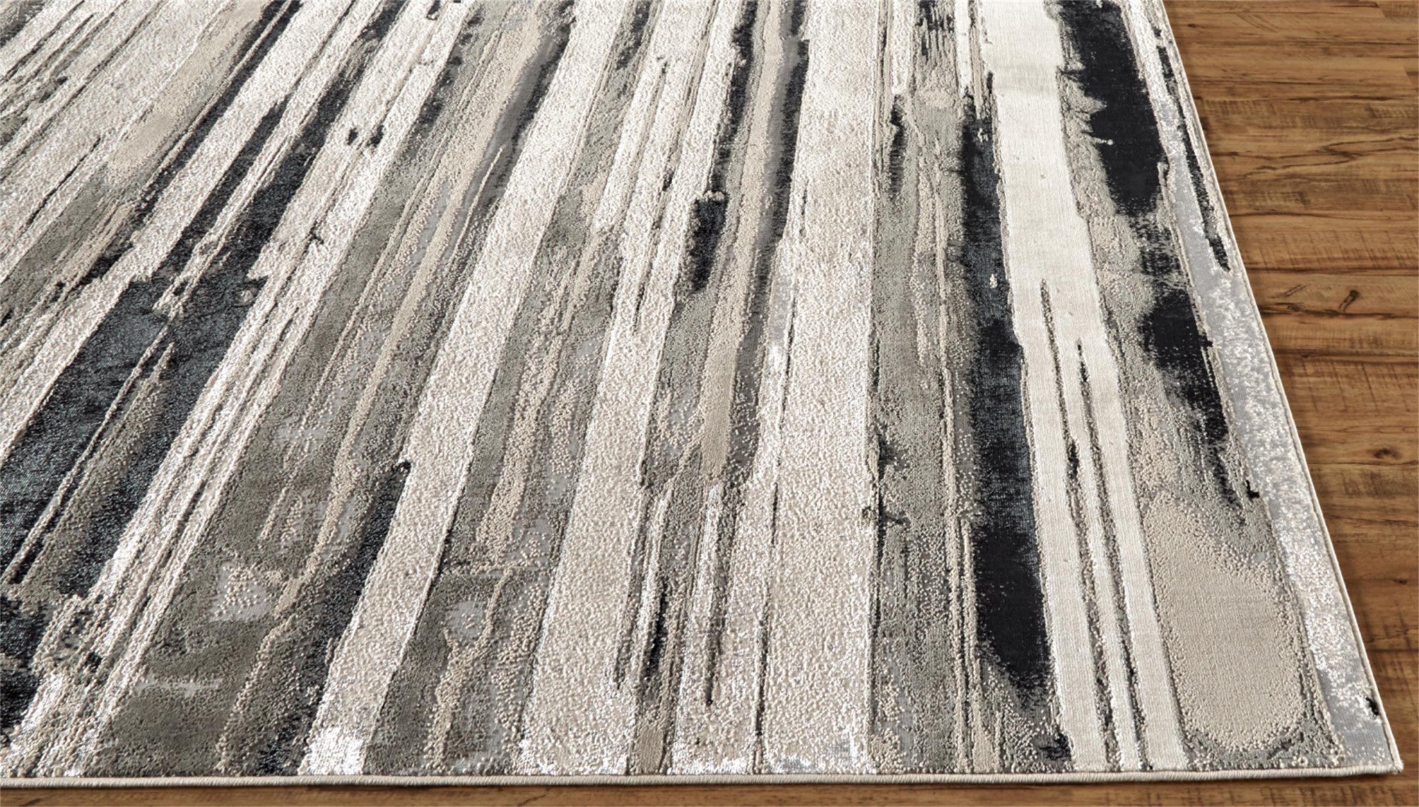 4' X 6' Silver Gray And Black Abstract Area Rug