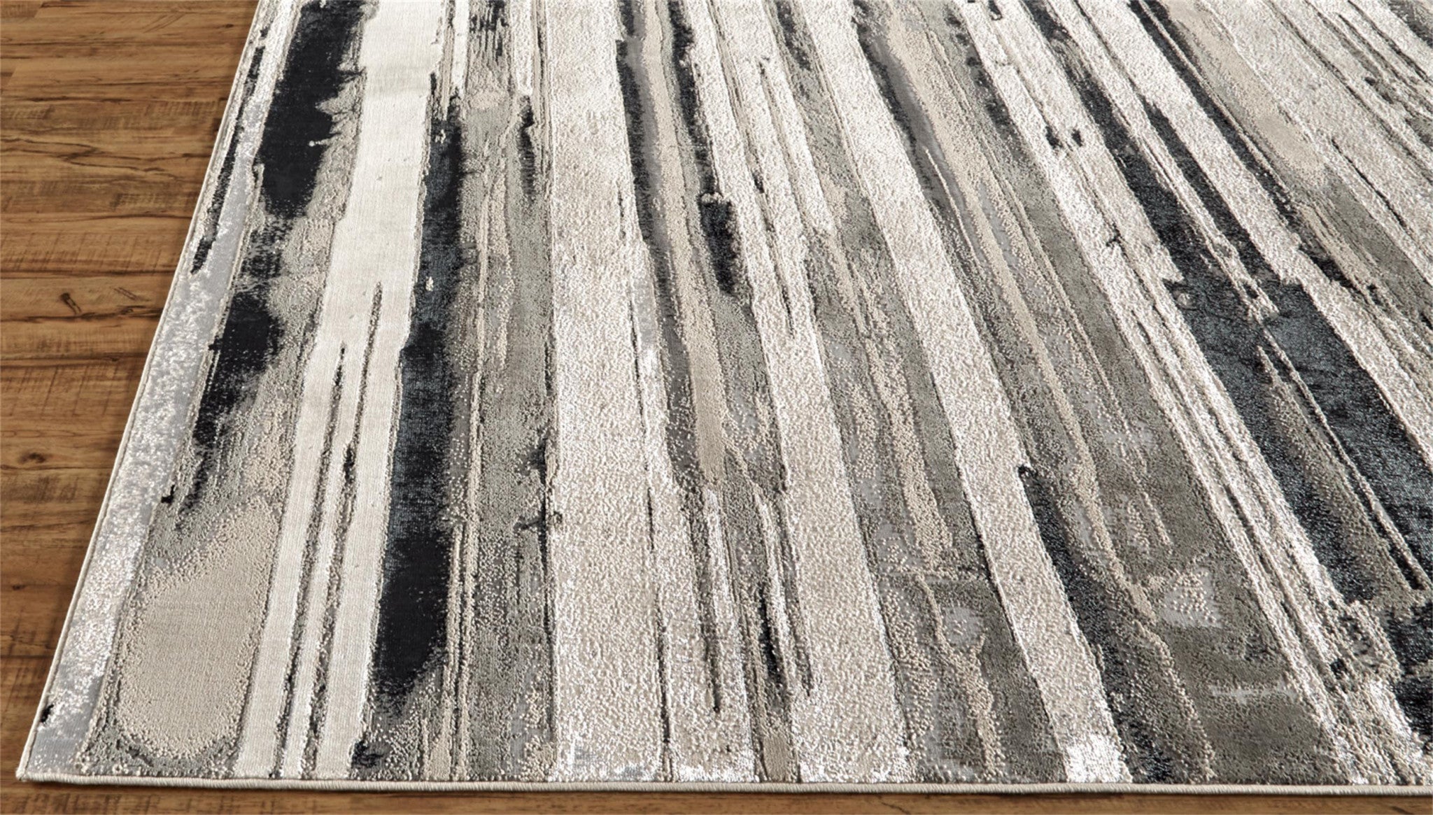 4' X 6' Silver Gray And Black Abstract Area Rug