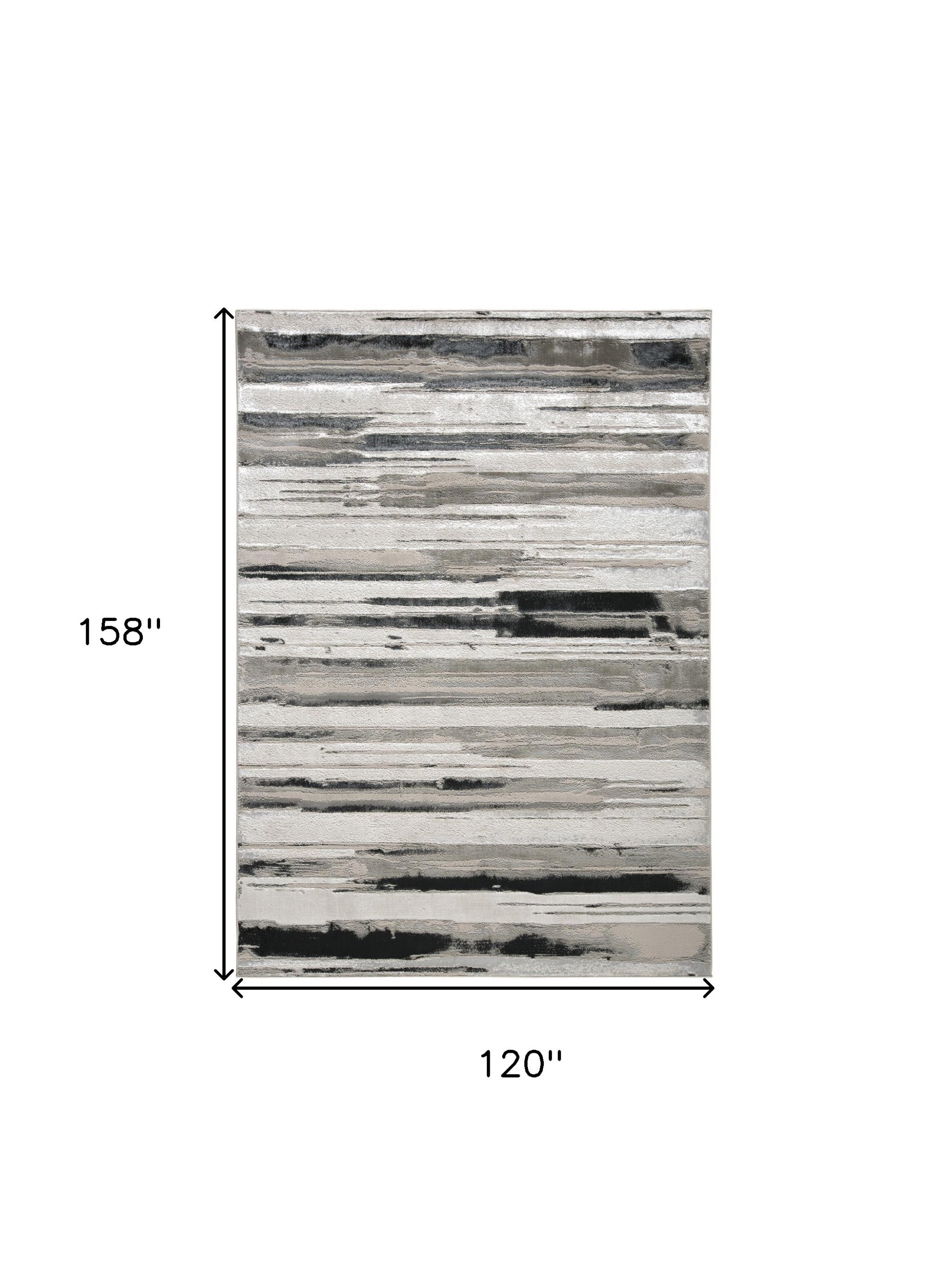 4' X 6' Silver Gray And Black Abstract Area Rug