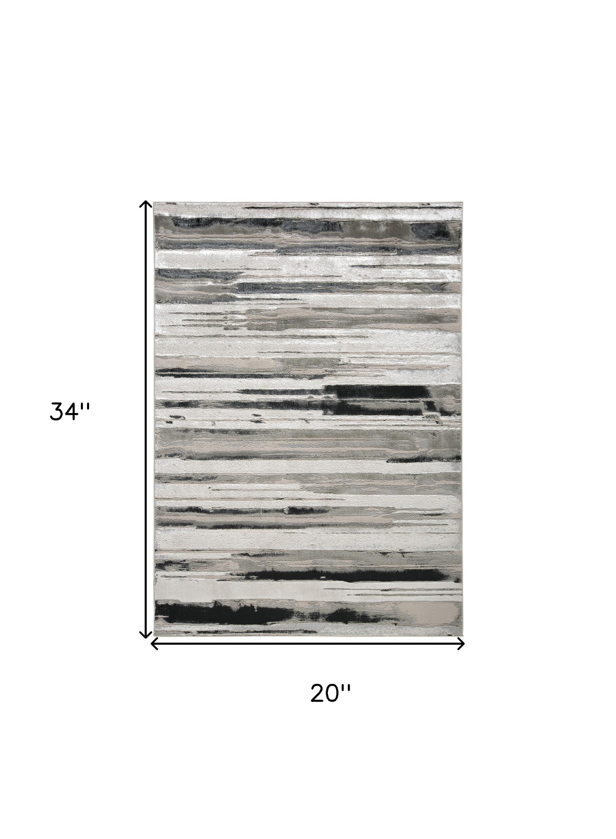 4' X 6' Silver Gray And Black Abstract Area Rug