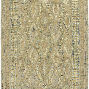 4' X 6' Tan Blue And Gray Wool Floral Tufted Handmade Stain Resistant Area Rug