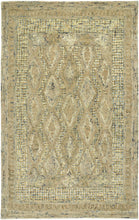 4' X 6' Tan Blue And Gray Wool Floral Tufted Handmade Stain Resistant Area Rug