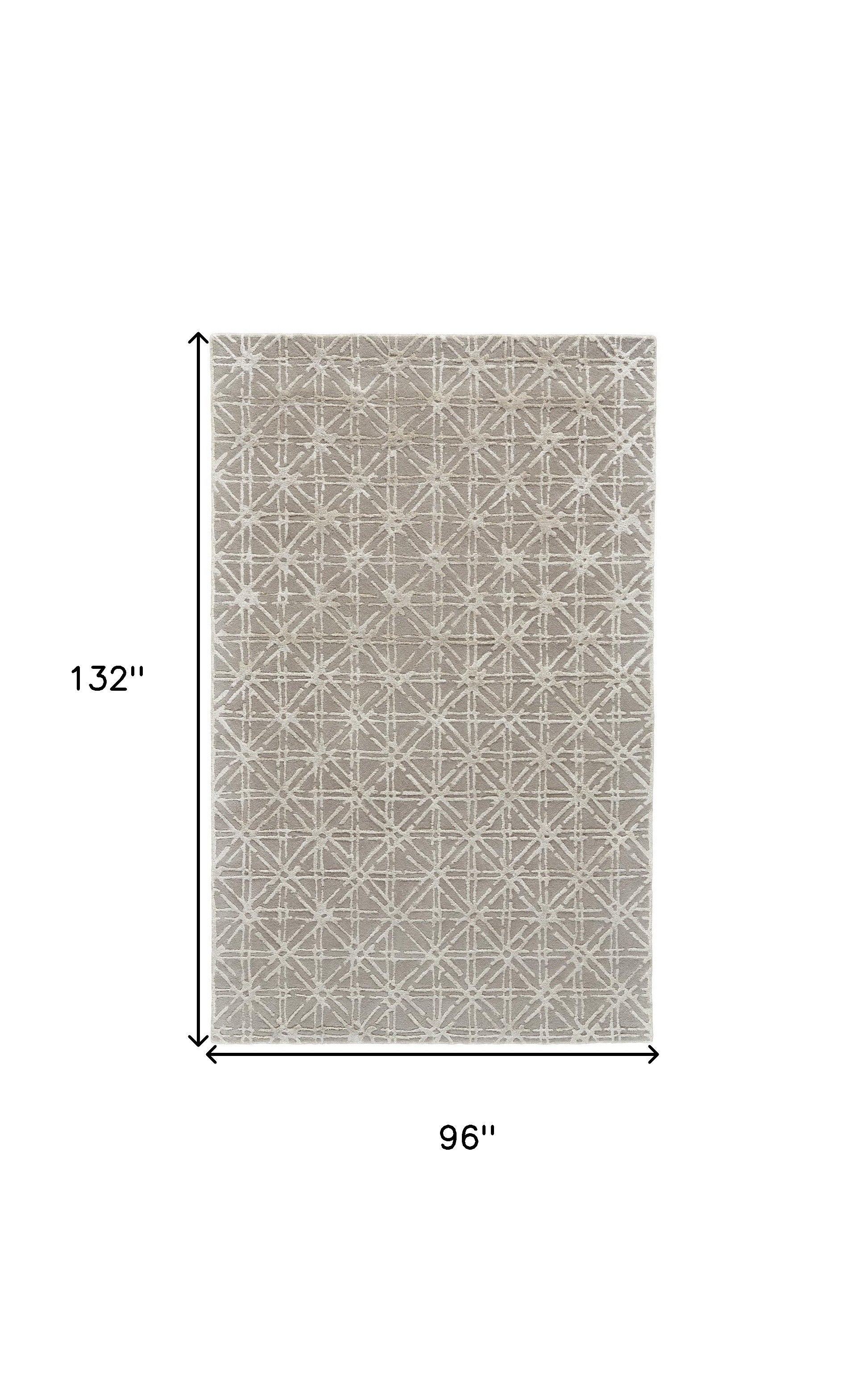 4' X 6' Taupe Ivory And Tan Wool Abstract Tufted Handmade Area Rug