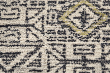 Gray Ivory And Black Wool Geometric Tufted Handmade Area Rug - 4' x 6'