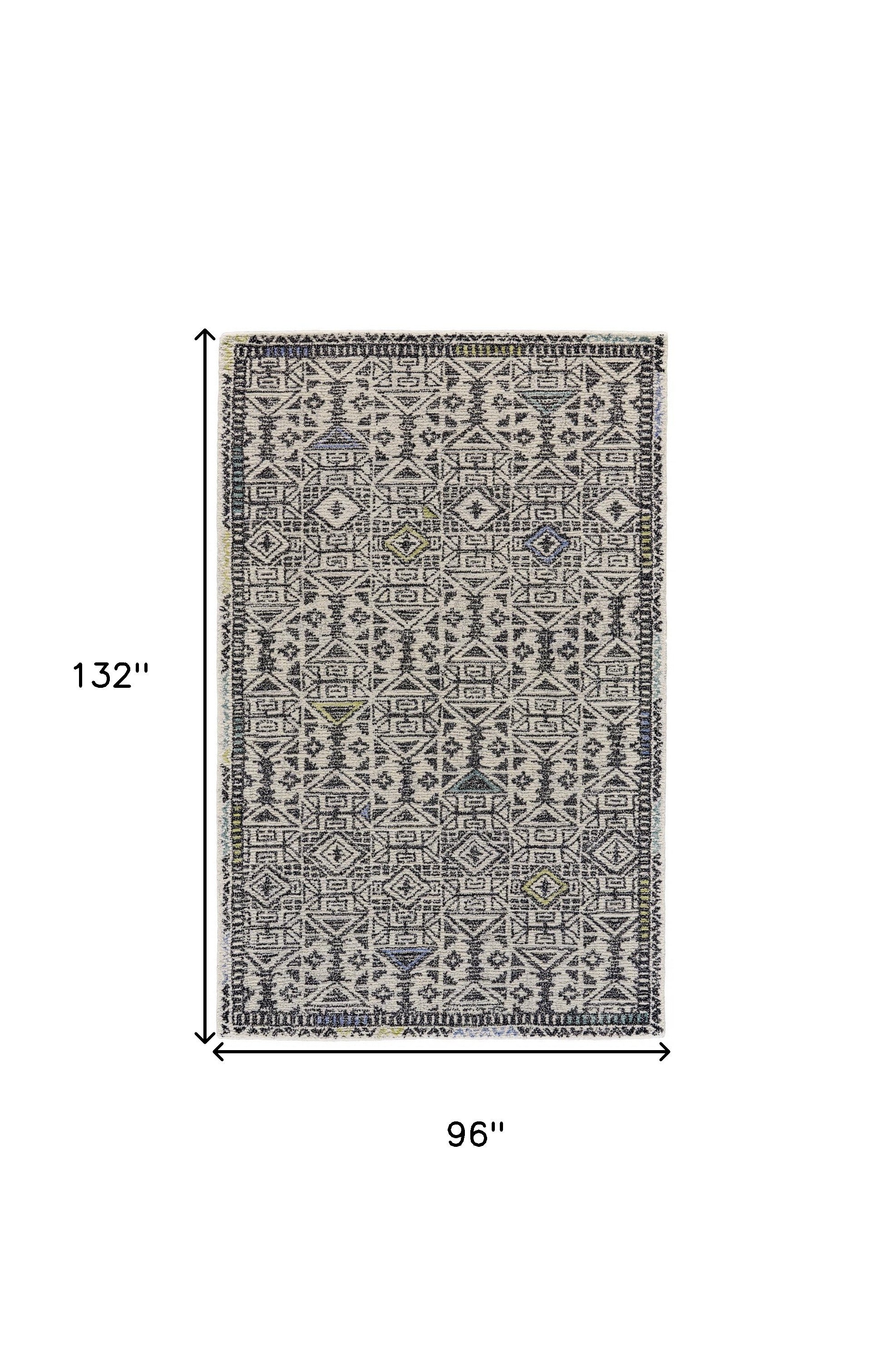 Gray Ivory And Black Wool Geometric Tufted Handmade Area Rug - 4' x 6'