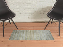 Green Blue And Tan Ombre Hand Woven Area Rug - 4' x 6'