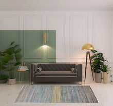 Green Blue And Tan Ombre Hand Woven Area Rug - 4' x 6'