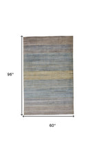 Green Blue And Tan Ombre Hand Woven Area Rug - 4' x 6'