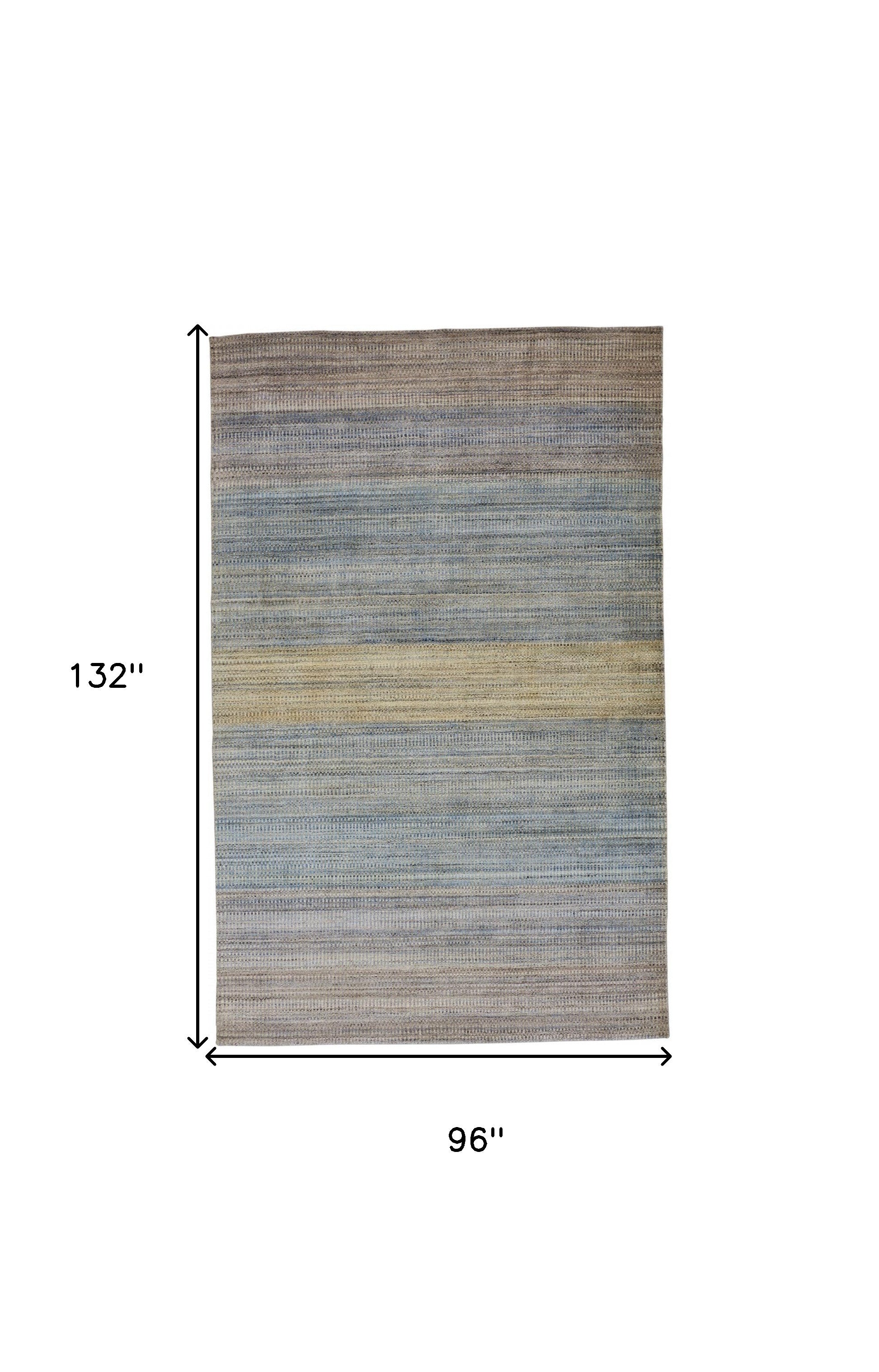 Green Blue And Tan Ombre Hand Woven Area Rug - 4' x 6'