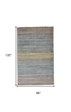 Green Blue And Tan Ombre Hand Woven Area Rug - 4' x 6'