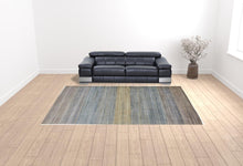 Green Blue And Tan Ombre Hand Woven Area Rug - 4' x 6'