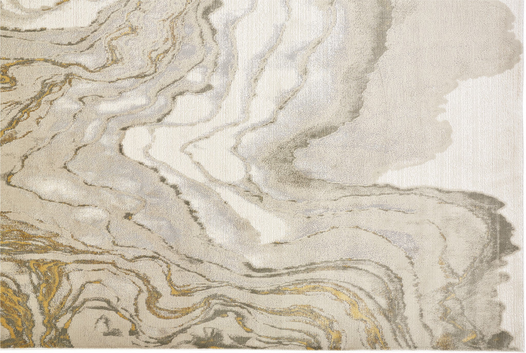 Green Blue And Tan Ombre Hand Woven Area Rug - 4' x 6'