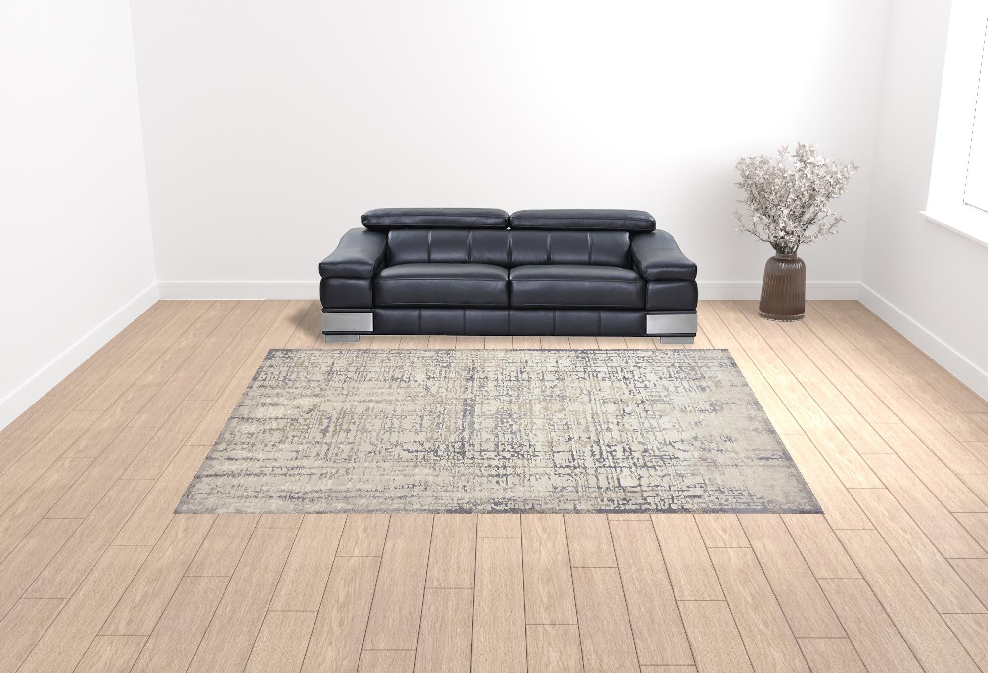 Green Blue And Tan Ombre Hand Woven Area Rug - 4' x 6'