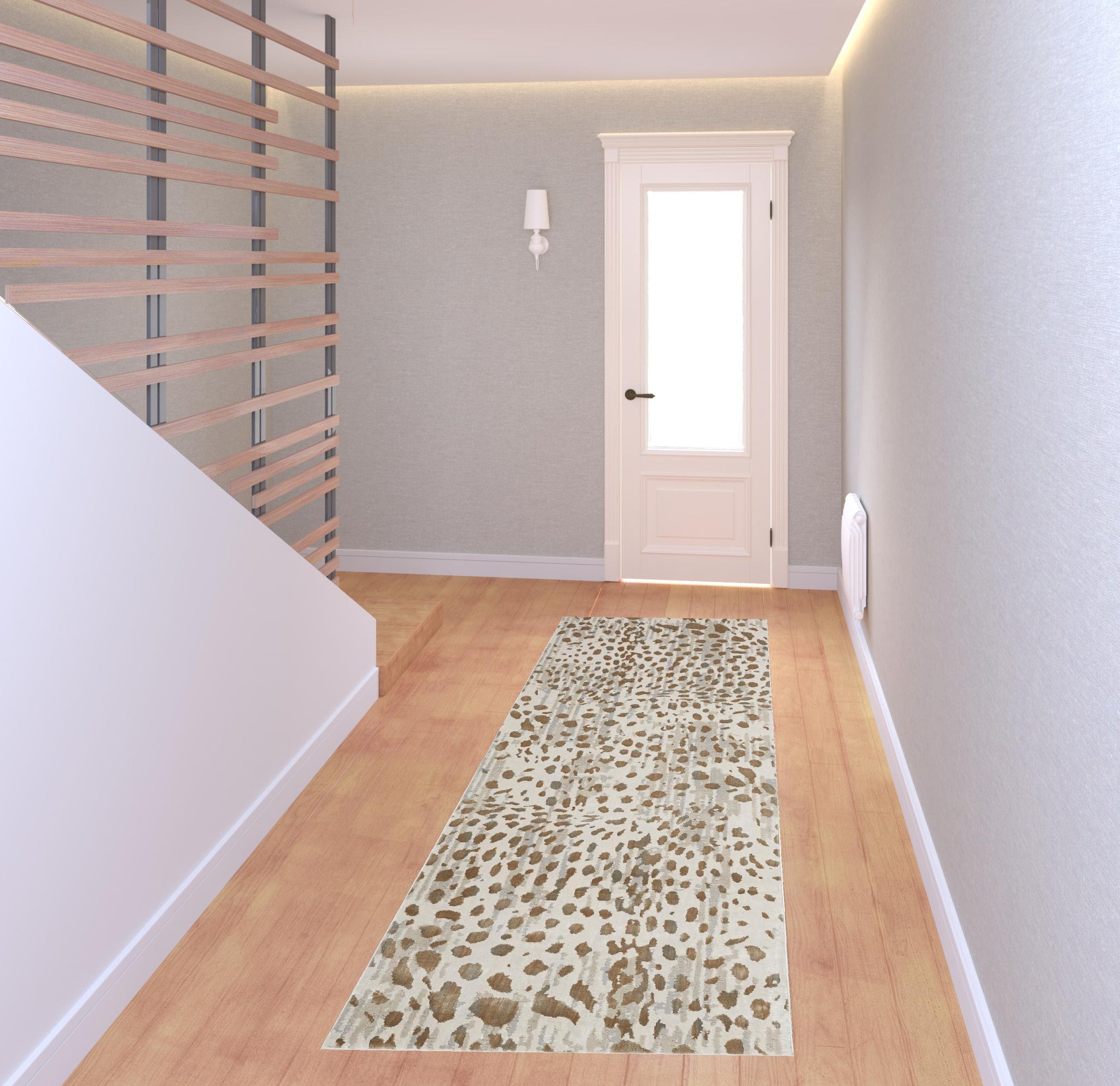 5' X 8' Brown And Ivory Abstract Stain Resistant Area Rug