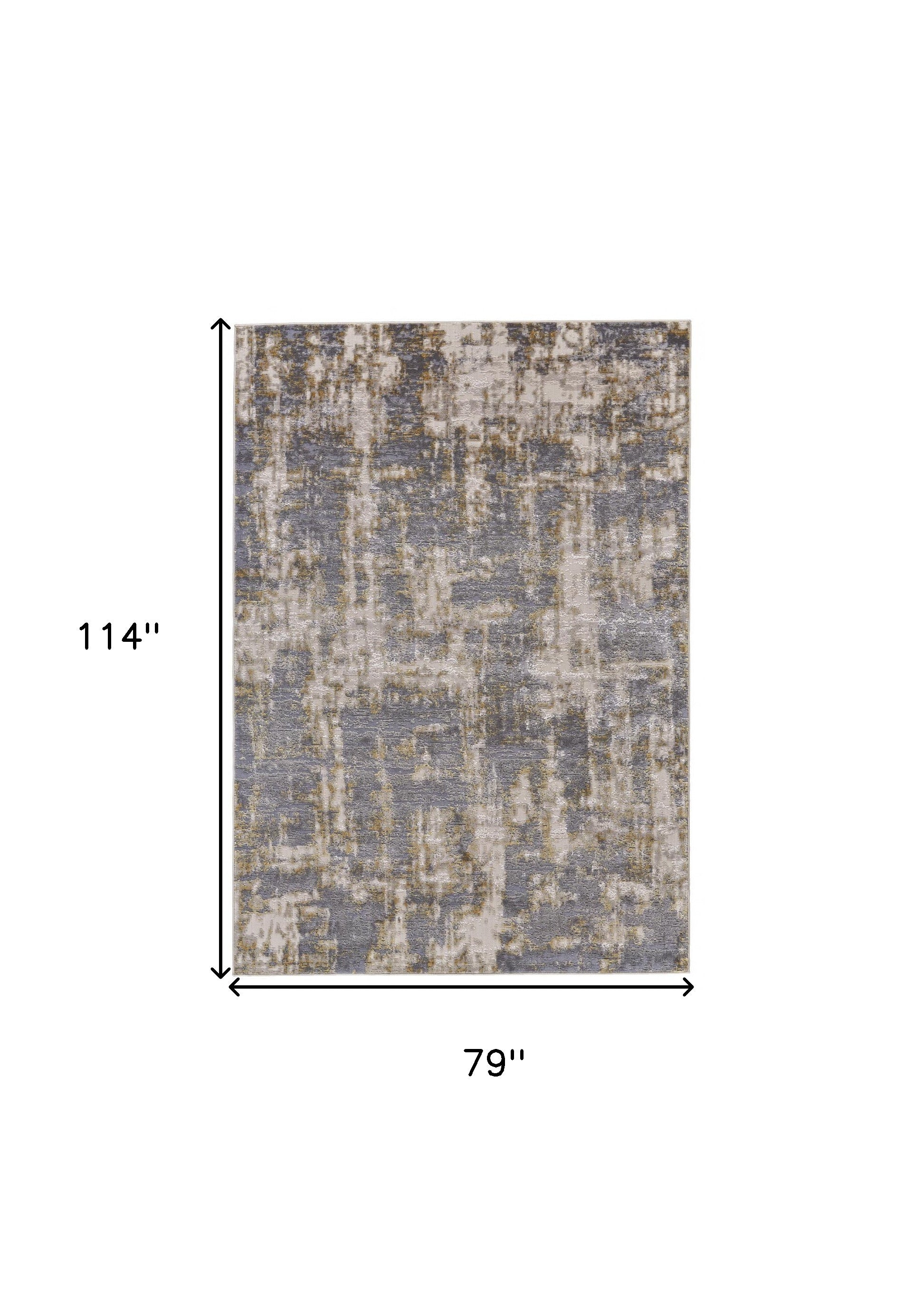 5' X 8' Gray And Gold Abstract Stain Resistant Area Rug