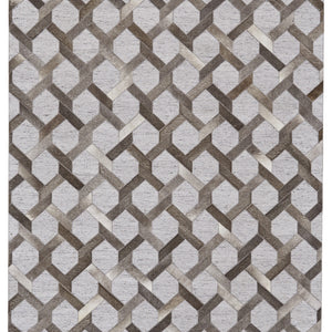 5' X 8' Gray Taupe And Silver Geometric Hand Woven Area Rug