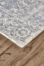 5' X 8' Blue Ivory And Gray Abstract Hand Woven Area Rug