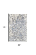 5' X 8' Blue Ivory And Gray Abstract Hand Woven Area Rug