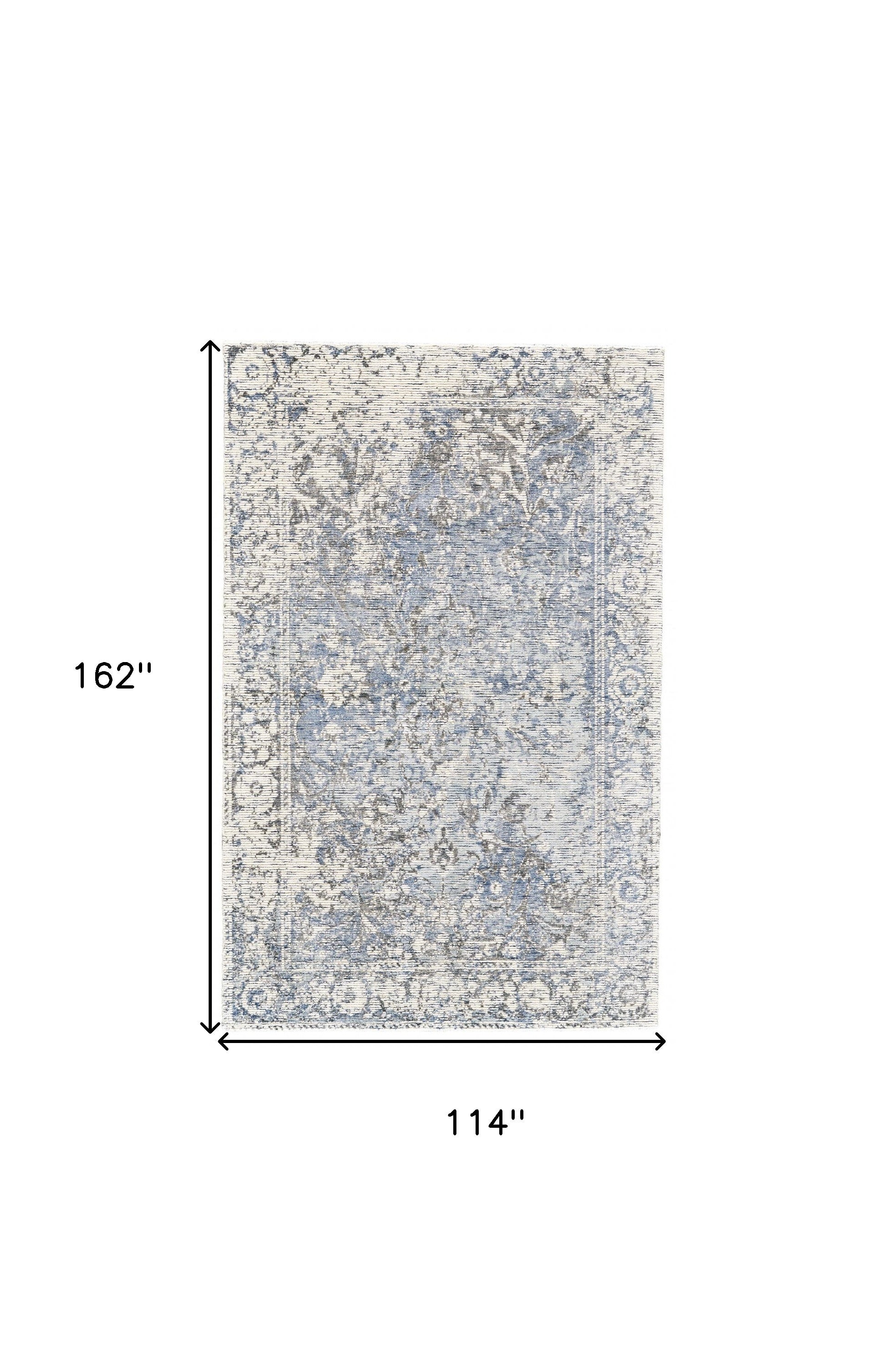 5' X 8' Blue Ivory And Gray Abstract Hand Woven Area Rug